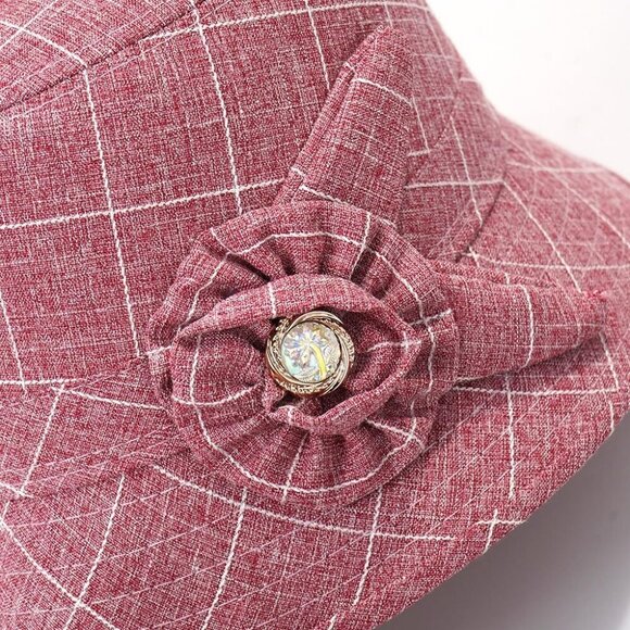 Women Foldable Cotton Linen Cloche Hat Sun Protection Elegant Wedding Party main image 3